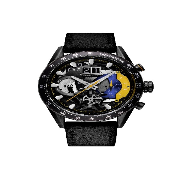 ARIES GOLD CHRONOGRAPH JOLTER BLACK STAINLESS STEEL G 7008 BK-YW LEATHER STRAP MEN'S WATCH